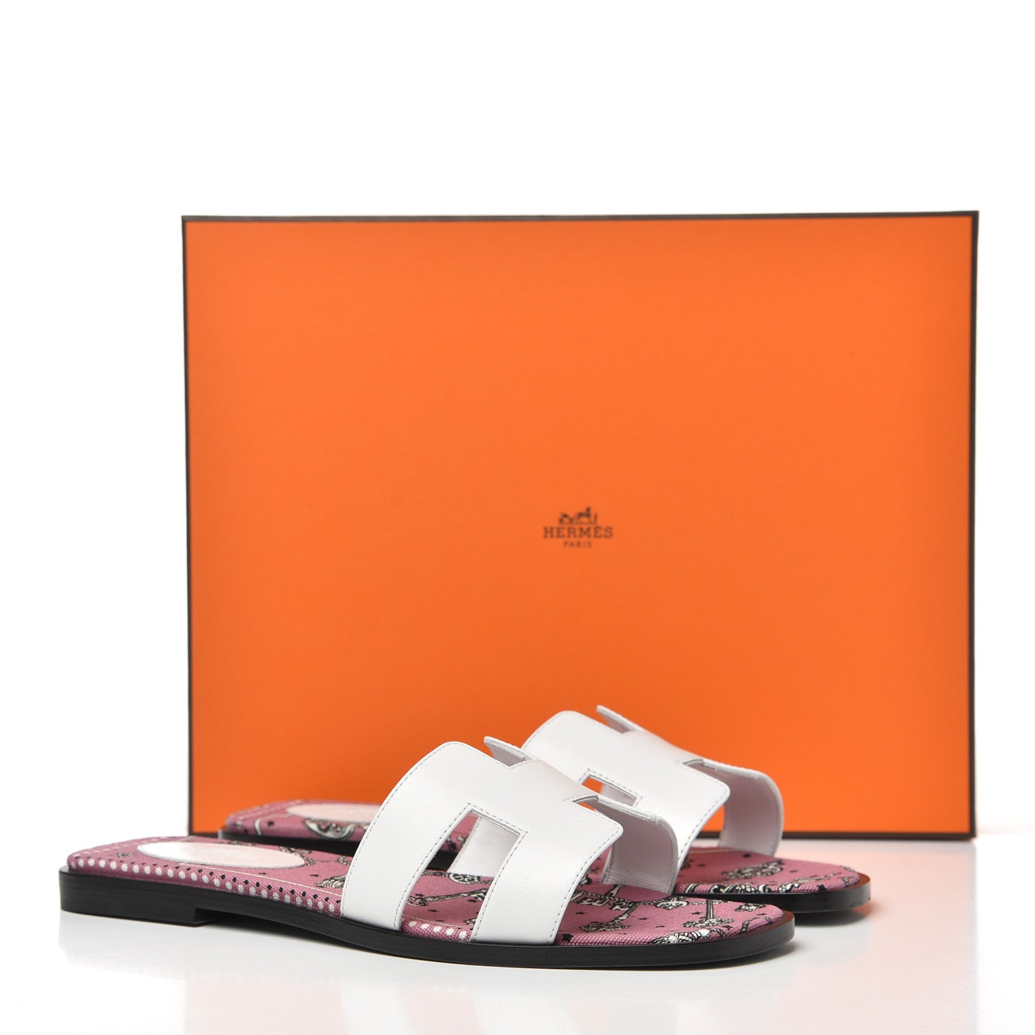 Hermes Box Calfskin Bois De Rose White Oran Sandals 37 White 10 of 10