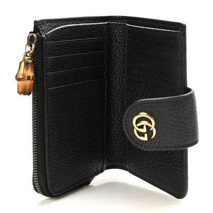 Gucci Piuma Calfskin Medium Bamboo Double G Wallet Black 6 of 8