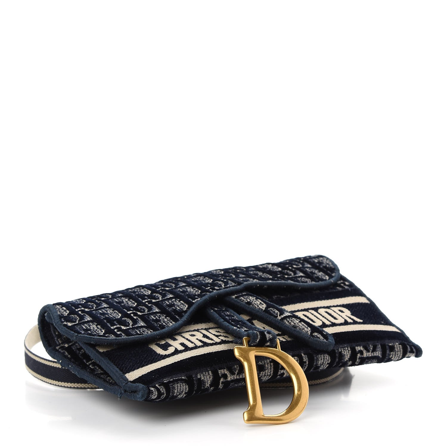 Christian Dior Oblique Slim Saddle Pouch Blue 4 of 10