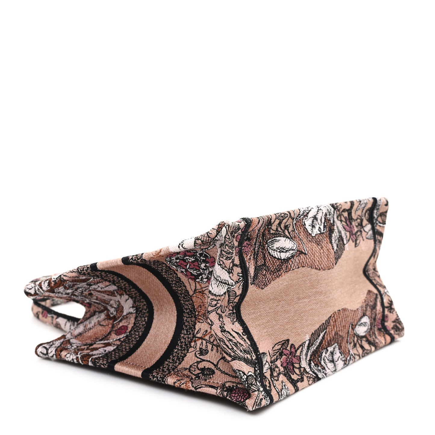 Canvas Embroidered Small Jardin Magique Book Tote Power Pink