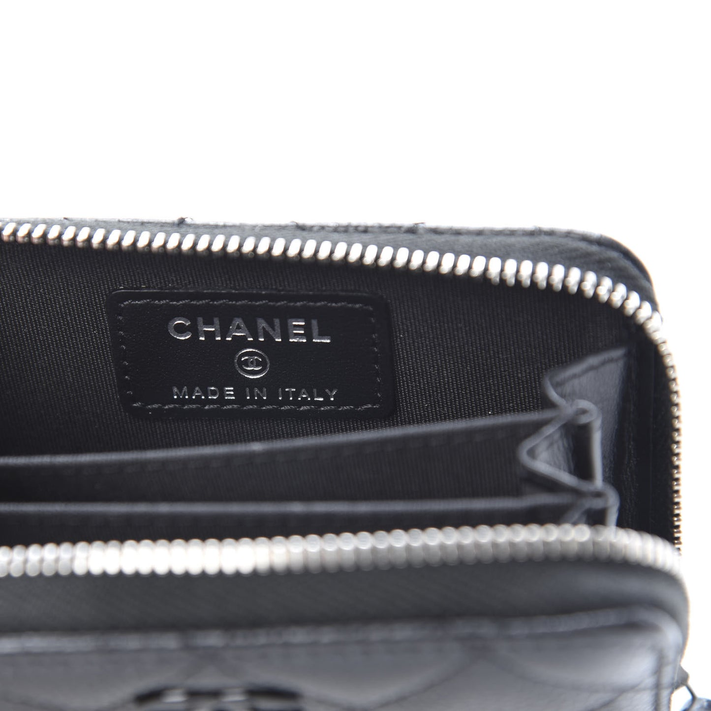 Caviar Quilted Incognito Zip Coin Purse Black