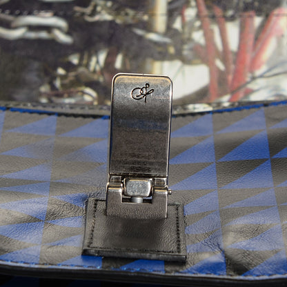 Proenza Schouler Triangle Print Calfskin PS1 Pochette Clutch Black Royal Blue 8 of 8