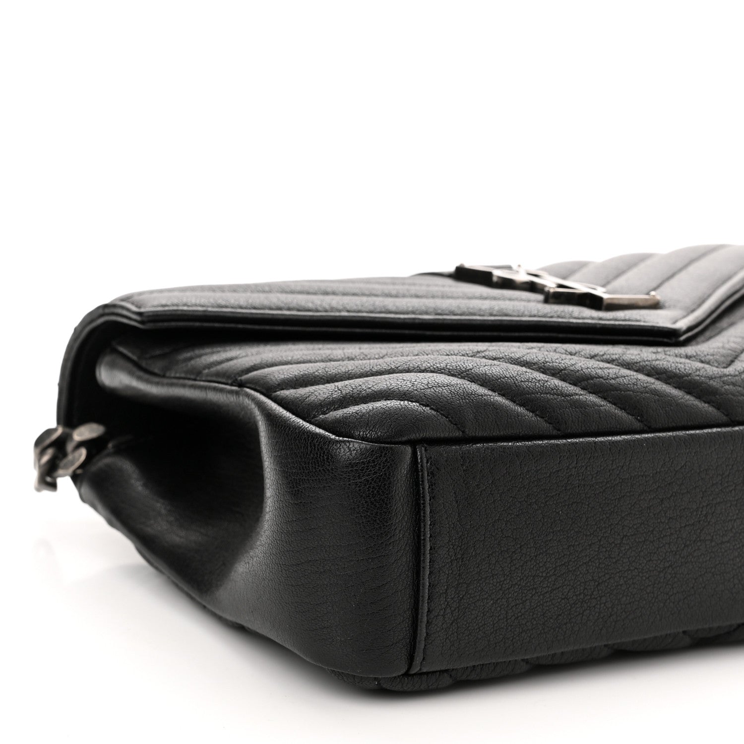 Saint Laurent Sheepskin Matelasse Chevron Monogram Medium College Bag Black 9 of 12