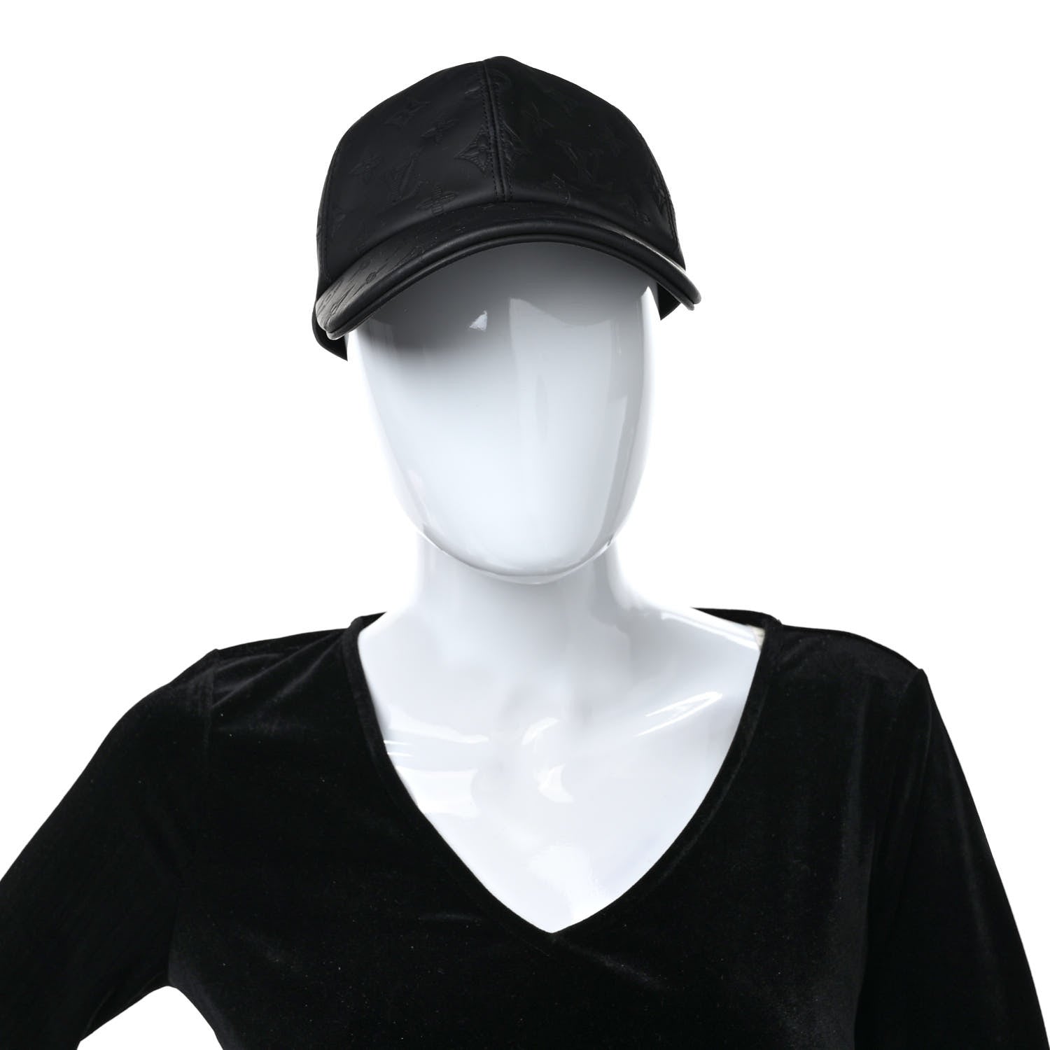 Louis Vuitton Calfskin Monogram Shadow Baseball Cap Black 2 of 9