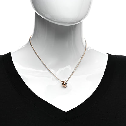 Cartier 18K White Pink Gold Diamond Three Ring LOVE Pendant Necklace 2 of 5