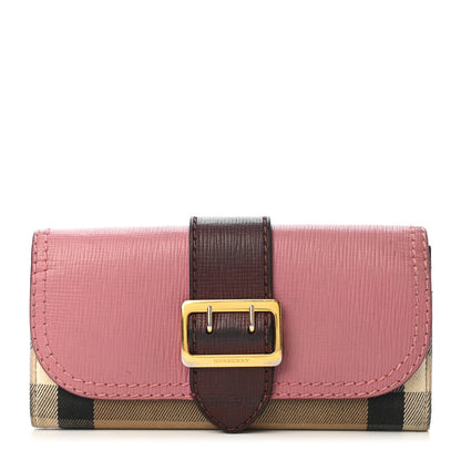 Burberry Embossed Calfskin House Check Halton Wallet Dusky Pink Burgundy 1 of 4