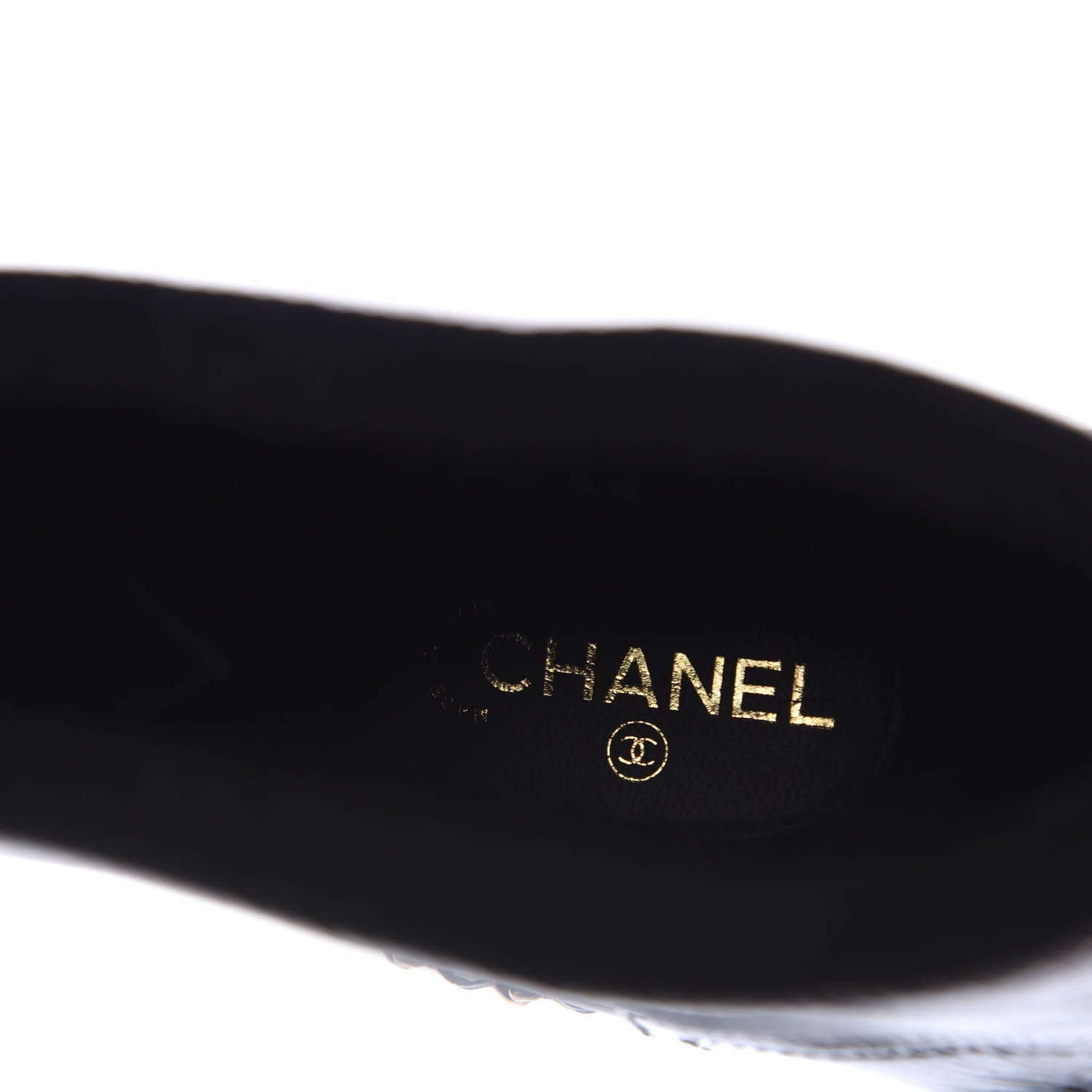 Chanel Crumpled Calfskin Shearling Womens Cap Toe Chain Short Boots 37.5 Black 6 of 7