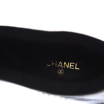 Chanel Crumpled Calfskin Shearling Womens Cap Toe Chain Short Boots 37.5 Black 6 of 7