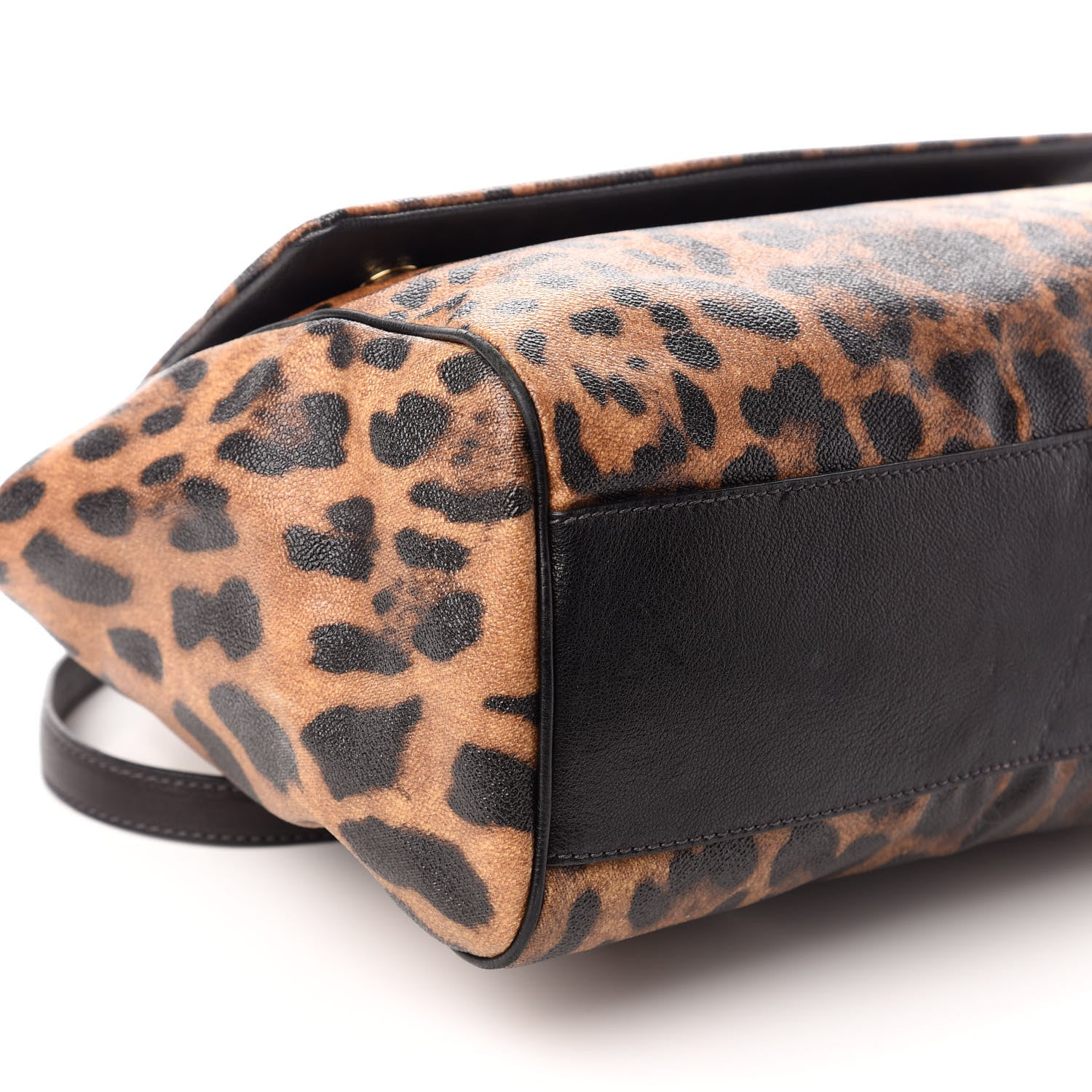 Dolce & Gabbana Dauphine Leopard Print Large Miss Sicily Satchel Black 7 of 8