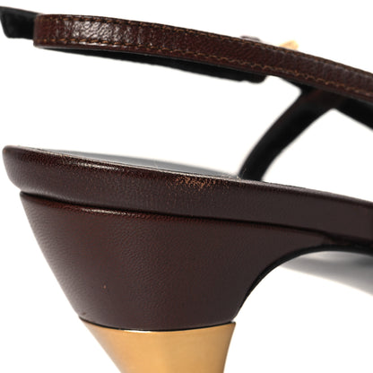 Gucci Calfskin Slingback Pumps 36.5 Dark Brown 10 of 10