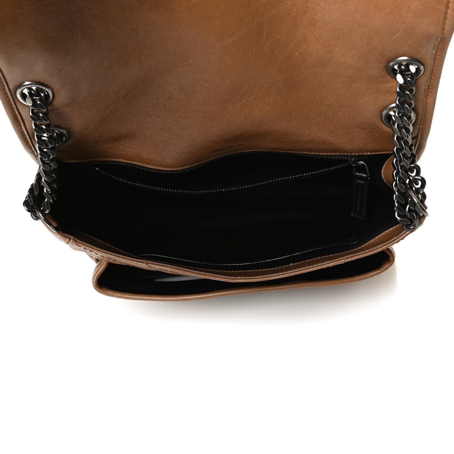 Saint Laurent Crinkled Calfskin Matelasse Monogram Medium Niki Chain Satchel Natural Tan 5 of 12