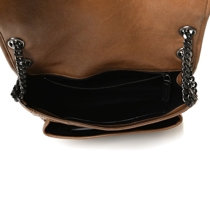 Saint Laurent Crinkled Calfskin Matelasse Monogram Medium Niki Chain Satchel Natural Tan 5 of 12