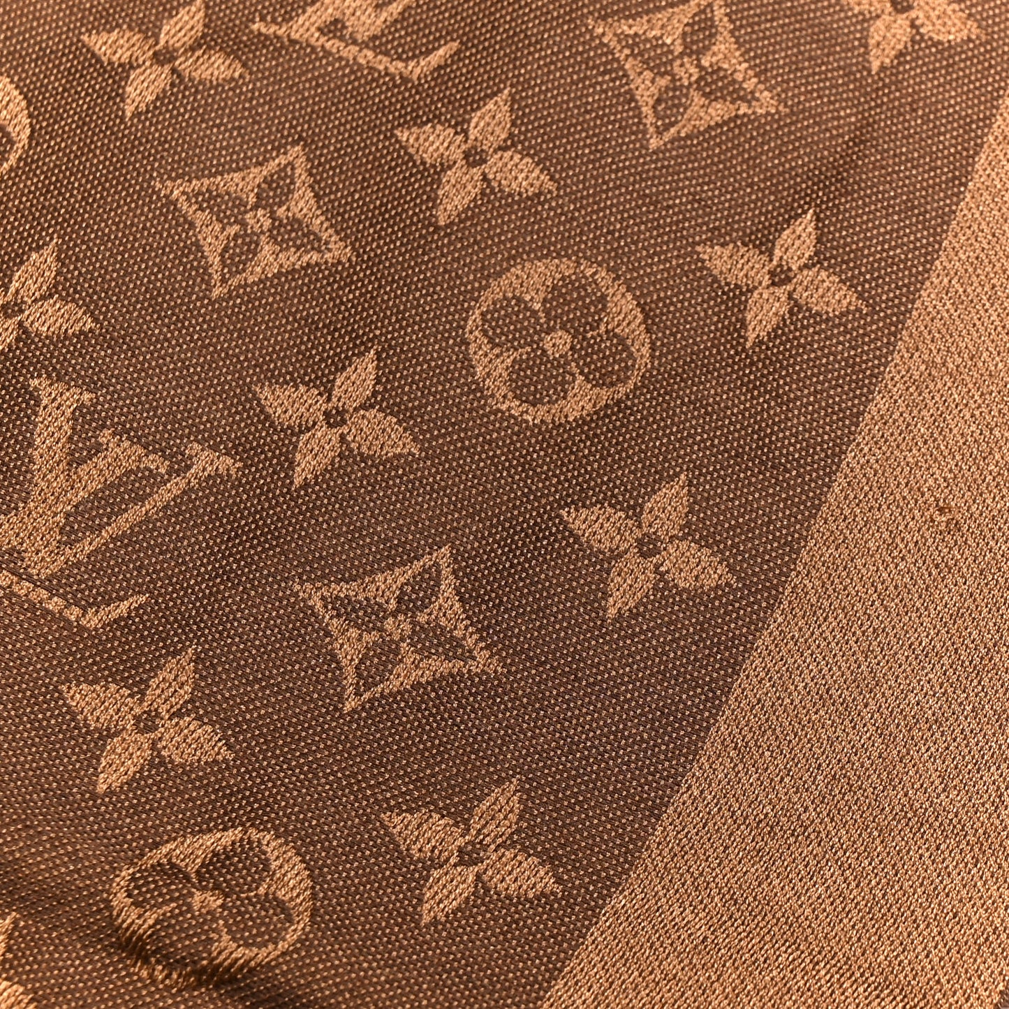 Wool Silk Monogram Denim Shawl Brown