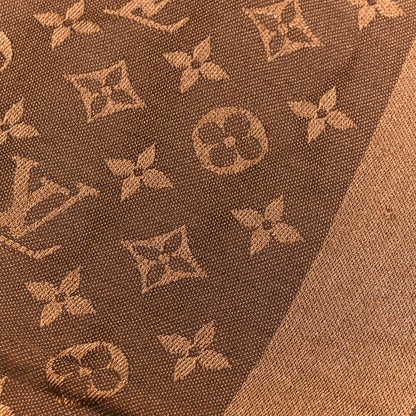Louis Vuitton Wool Silk Monogram Denim Shawl Brown 5 of 5