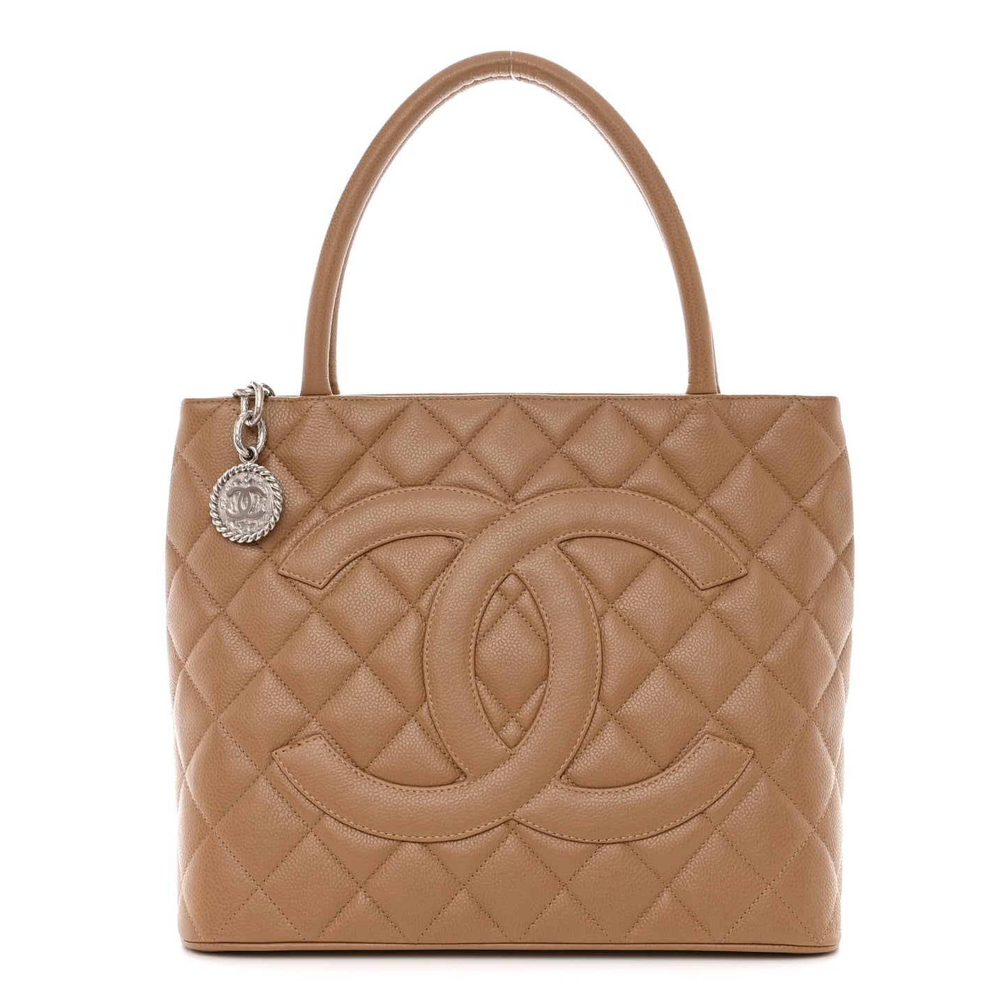 Caviar Quilted Medallion Tote Beige