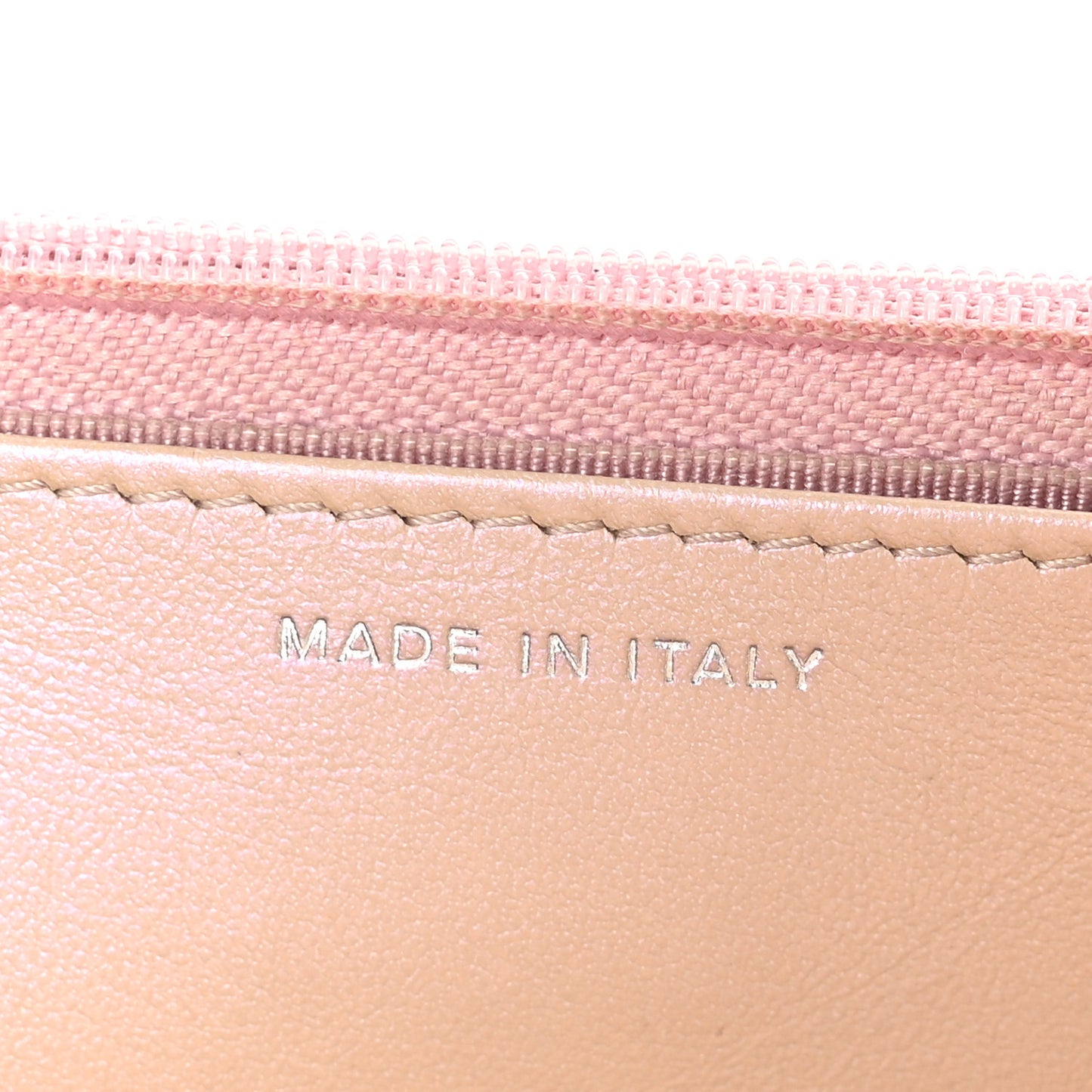 Iridescent Calfskin Quilted Wallet on Chain WOC Pink
