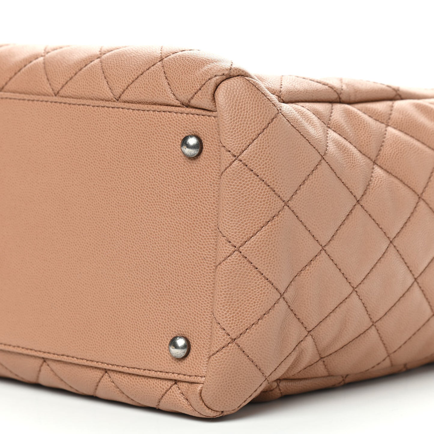 Caviar Quilted Large Coco Handle Shopping Tote Beige