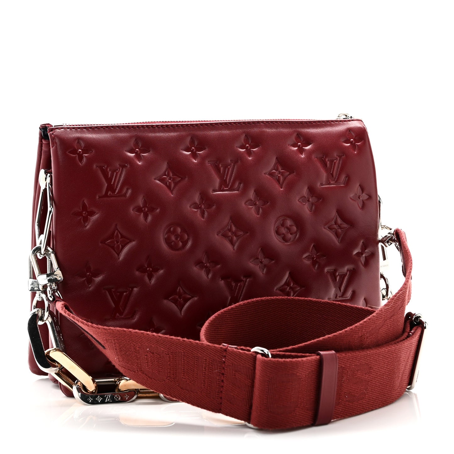 Lambskin Embossed Monogram Coussin PM Wine