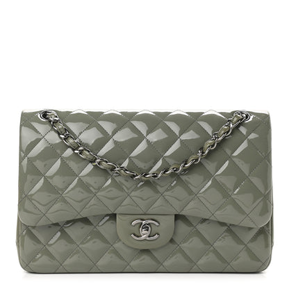 Chanel Patent Quilted Jumbo Double Flap Light Green 1 of 11