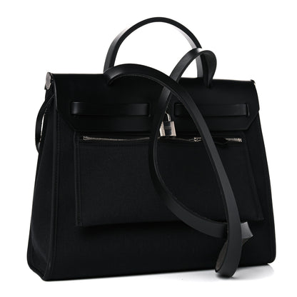 Hermes Military Toile Vache Hunter Herbag Zip PM 31 Black 4 of 14