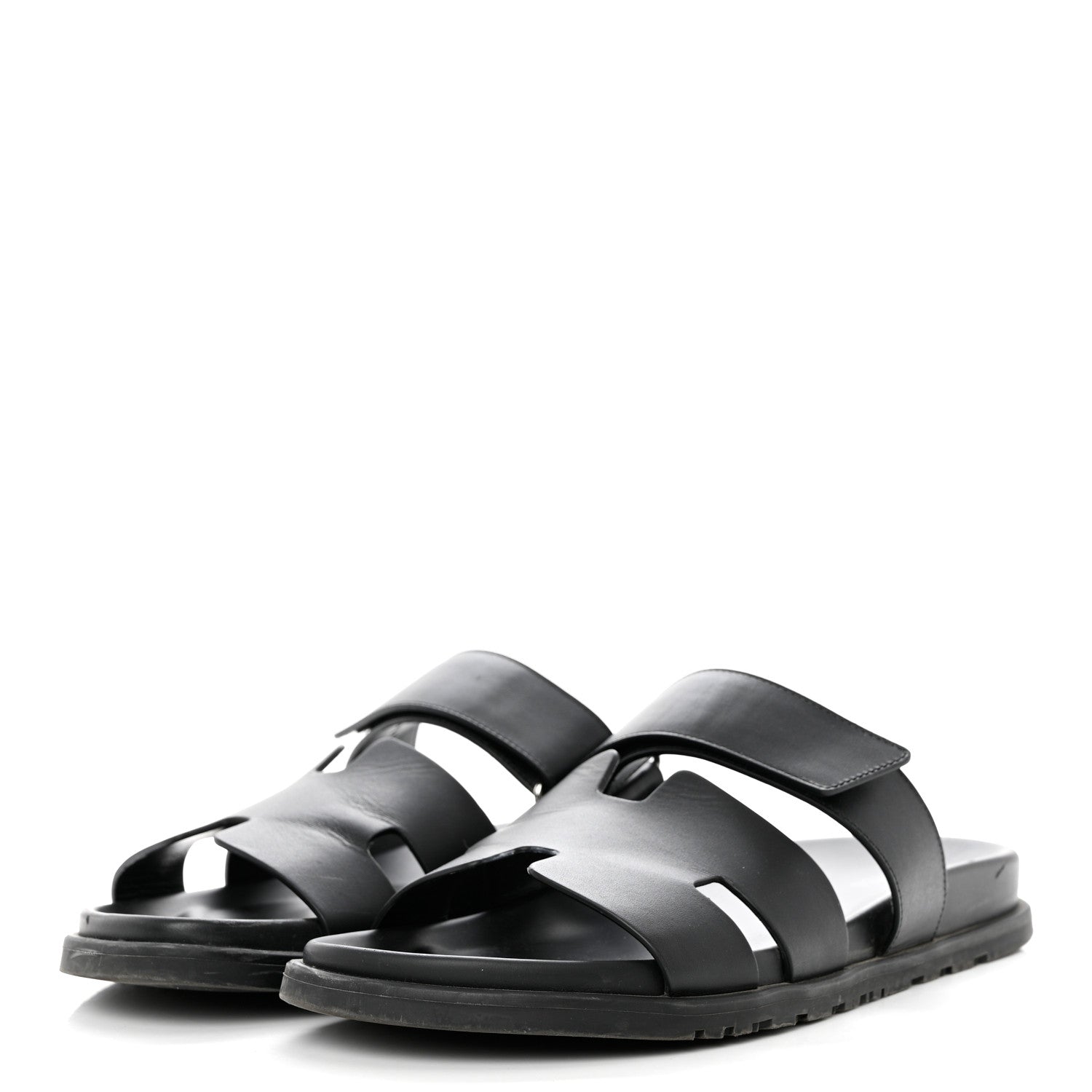 Hermes Calfskin Mens Chypre Sandals 42 Black 3 of 9