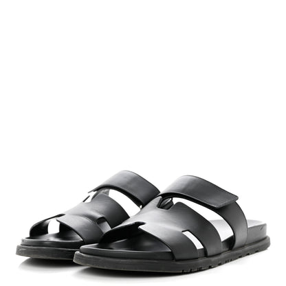 Hermes Calfskin Mens Chypre Sandals 42 Black 3 of 9