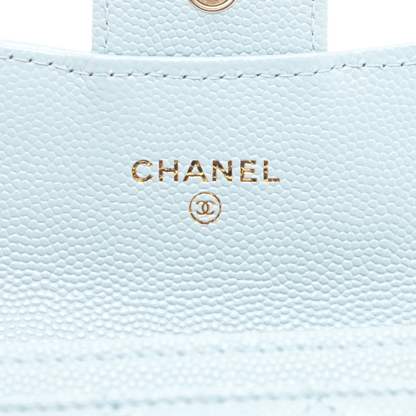 Caviar Quilted Flap Card Holder Wallet Light Blue