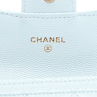 Chanel Caviar Quilted Flap Card Holder Wallet Light Blue 8 of 13