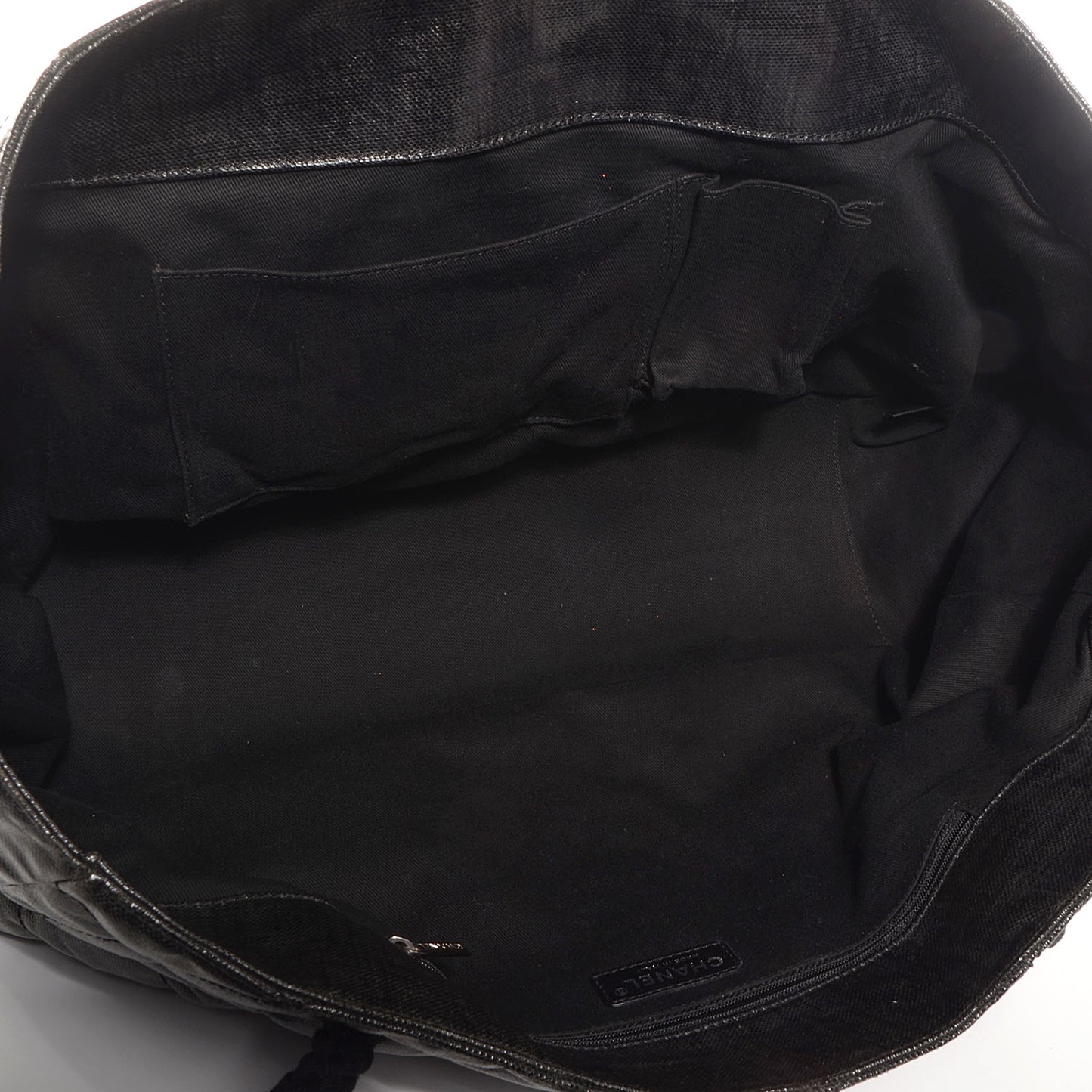 Coated Canvas Large CC Tote Black White