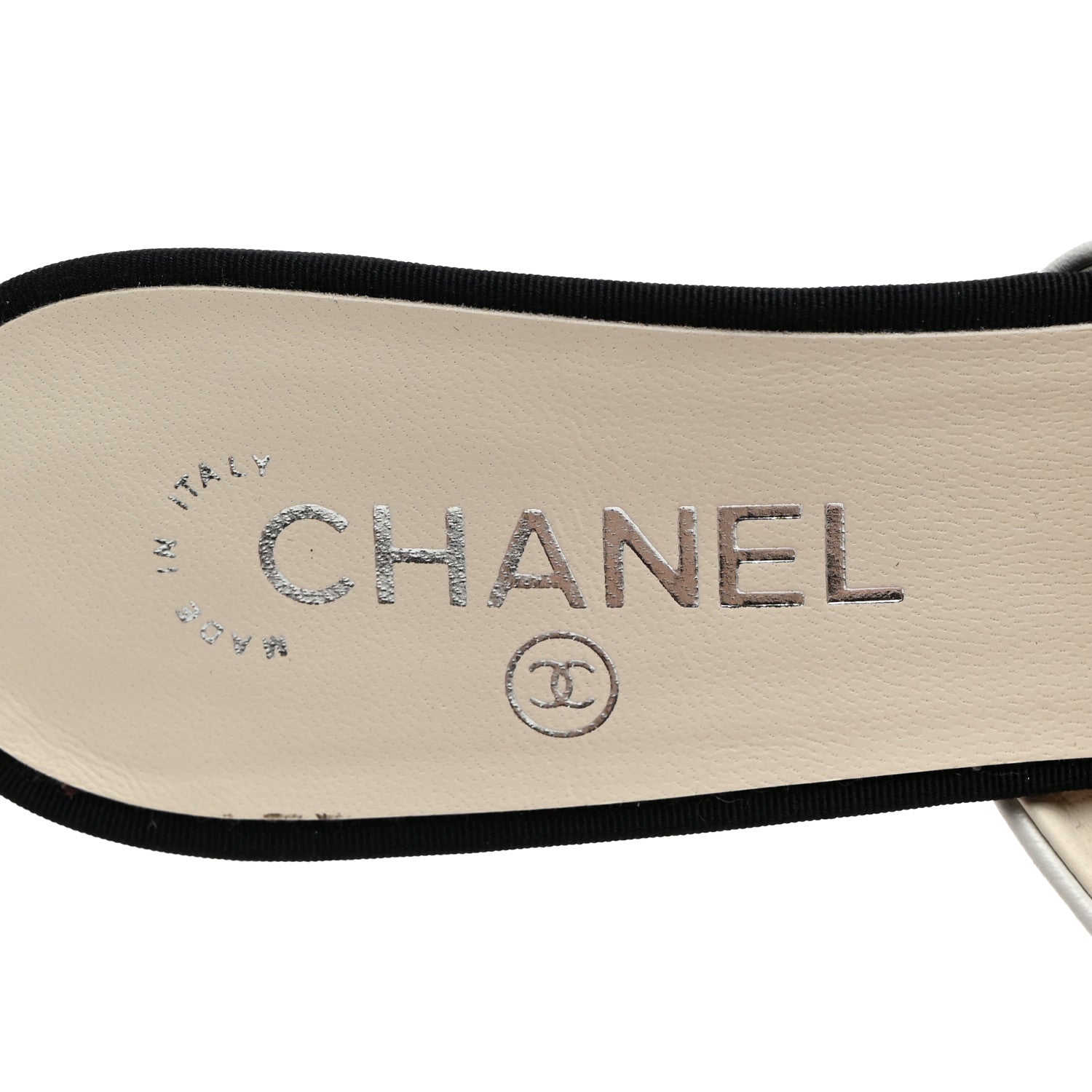 Chanel Lambskin Grosgrain Cap Toe Pearl Mule 40 Ecru Black 6 of 9
