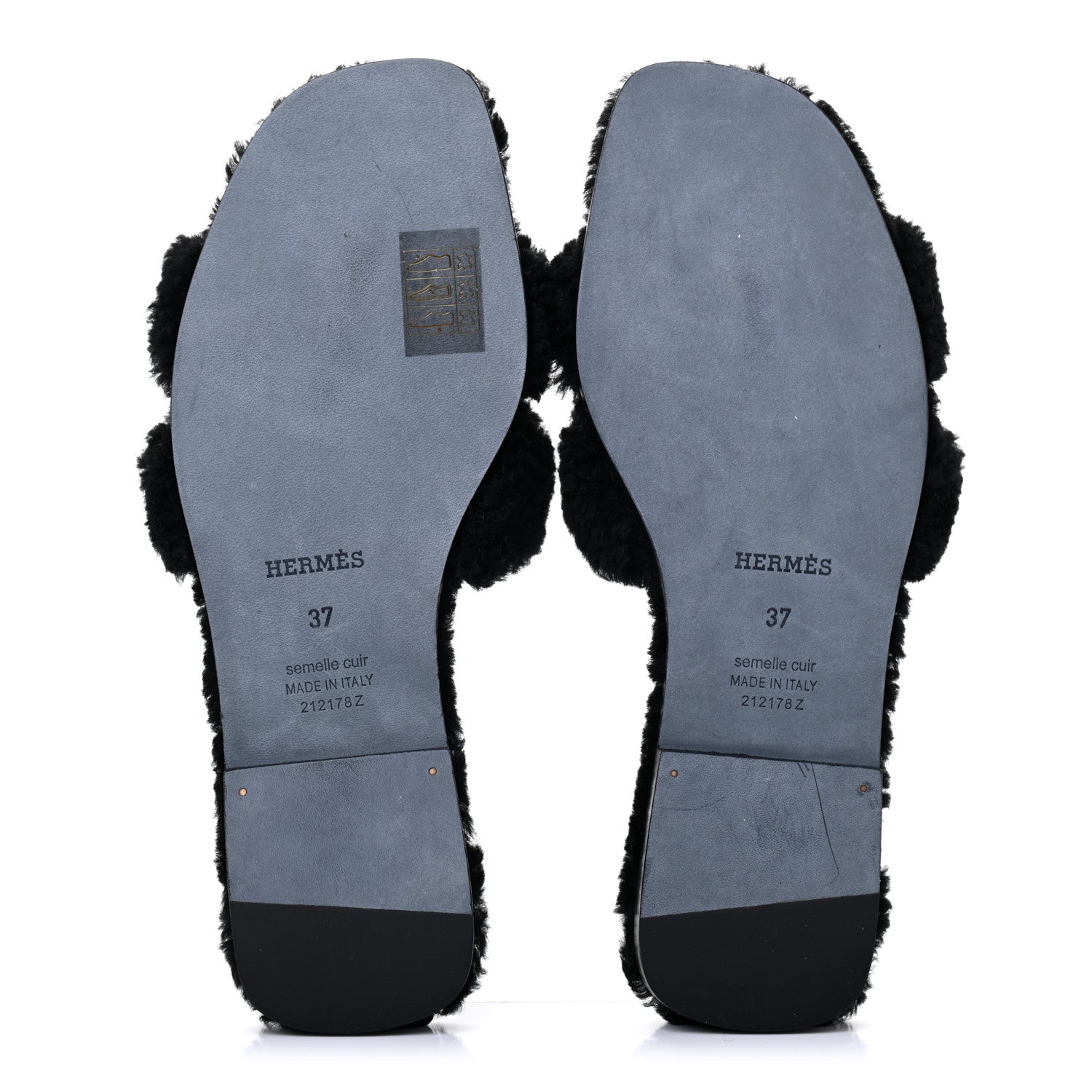 Hermes Woolskin Oran Sandals 37 Black 5 of 10
