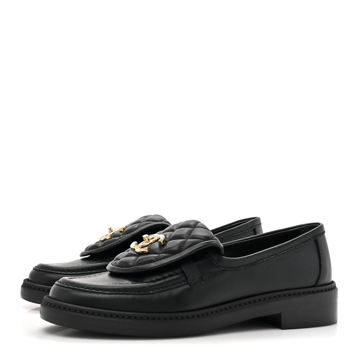 Lambskin Quilted CC Turnlock Loafers 35.5 Black