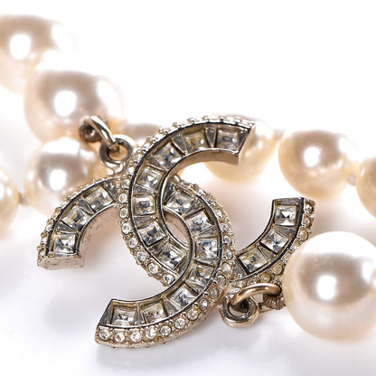 Chanel Pearl Baguette Crystal Long CC Necklace Gold 4 of 5