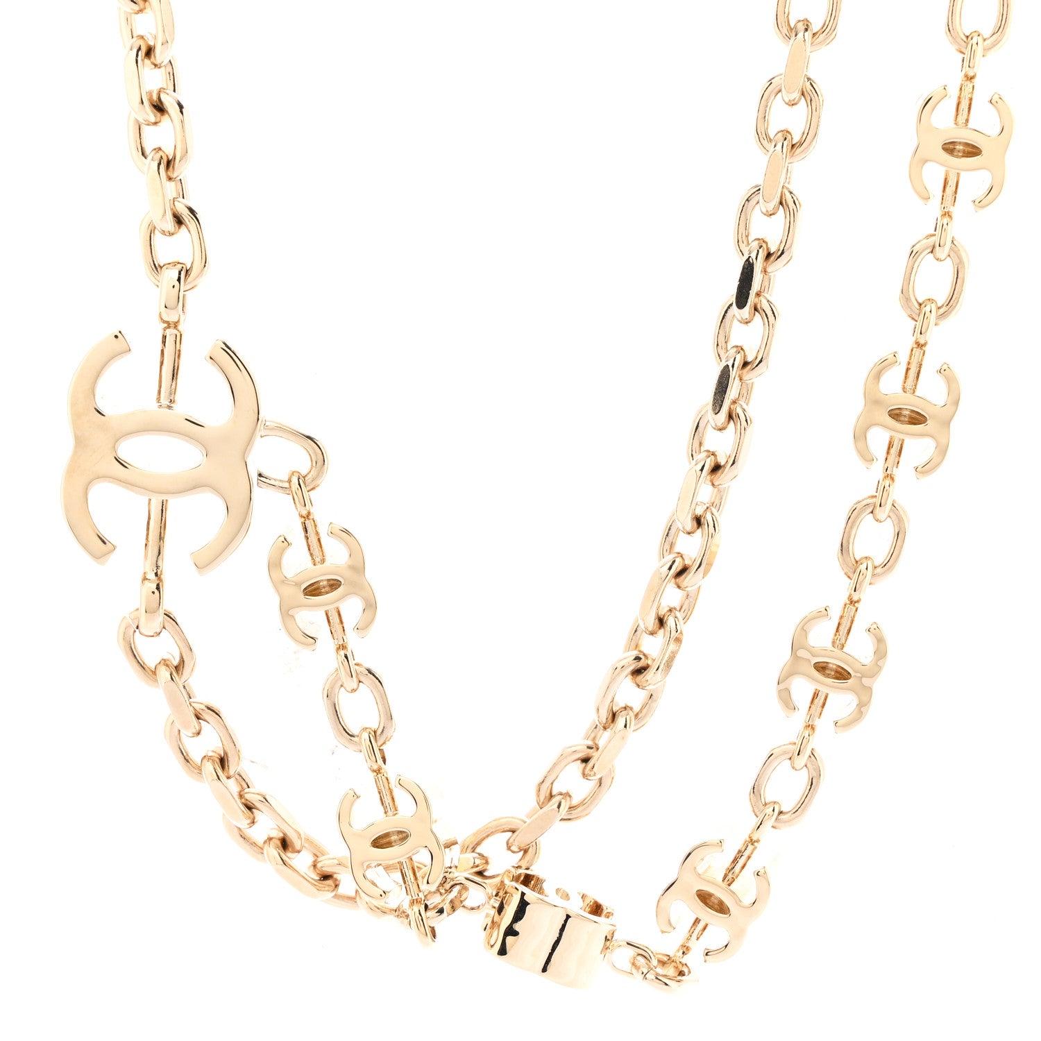 Chanel Metal CC Double Chain Necklace Gold 4 of 6
