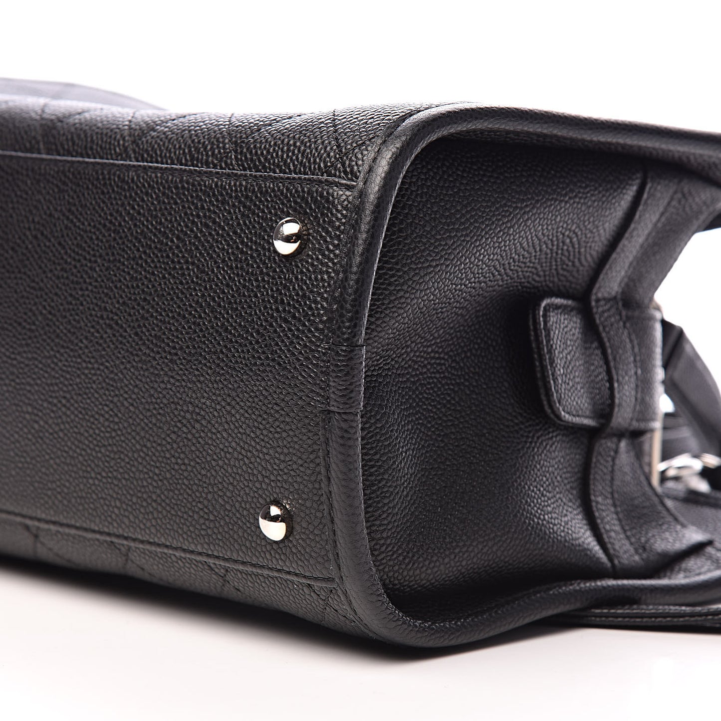 Caviar Stitched Shopping Tote Black