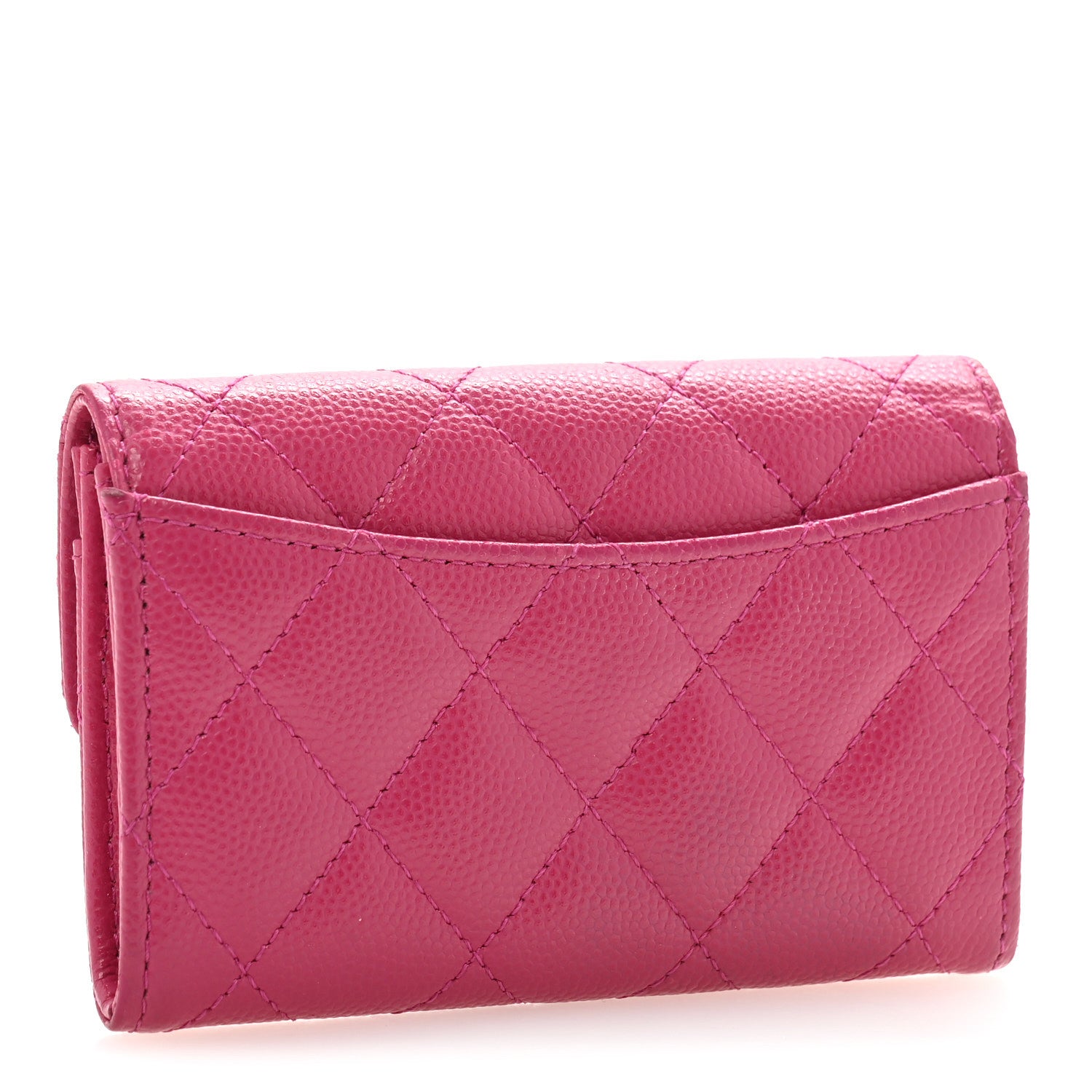 Chanel Caviar Quilted Flap Card Holder Wallet Dark Pink 3 of 11