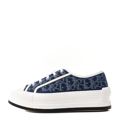 Christian Dior Denim Oblique Walk'N'Dior Low Top Sneakers 37.5 Blue 1 of 8