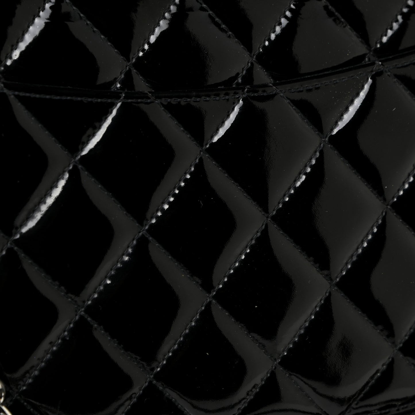 Patent Quilted Jumbo Double Flap Black