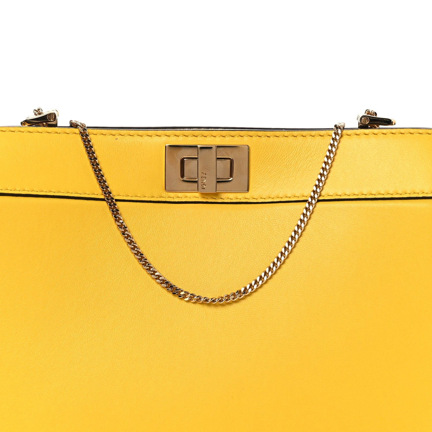 Fendi Nappa Small Peekaboo I SEE U East West Chain Satchel Limone