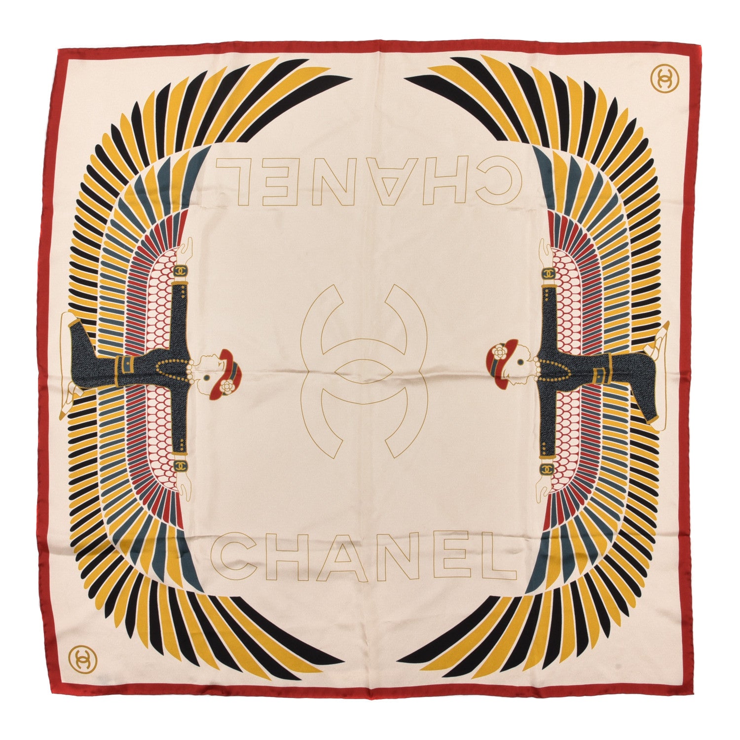Chanel Silk Egyptian CC Scarf Beige 1 of 3