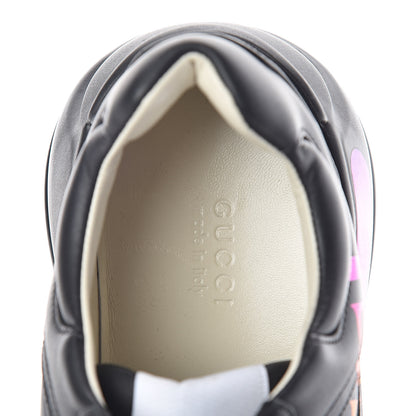 Gucci Calfskin Iridescent Logo Womens Rhyton Sneakers 39 Black 5 of 7