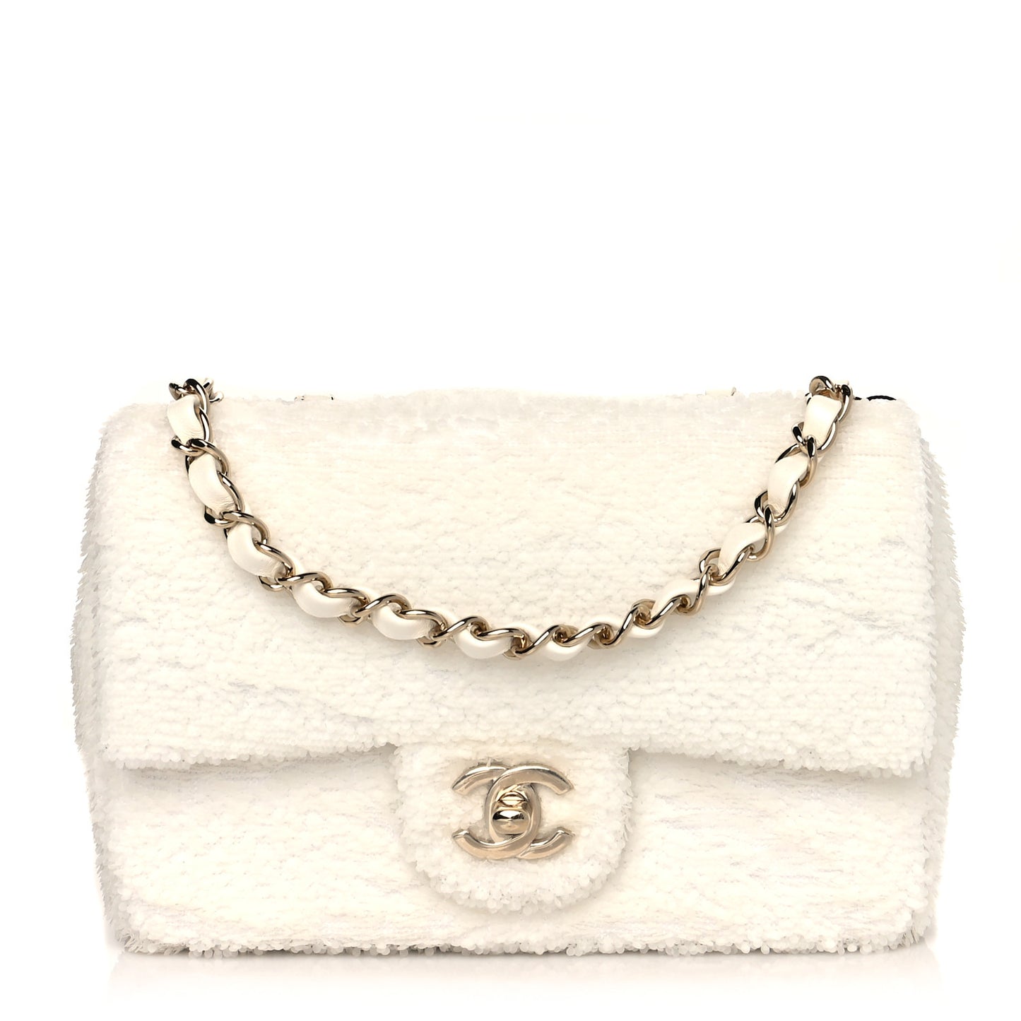 Sequin Mini Rectangular Flap White