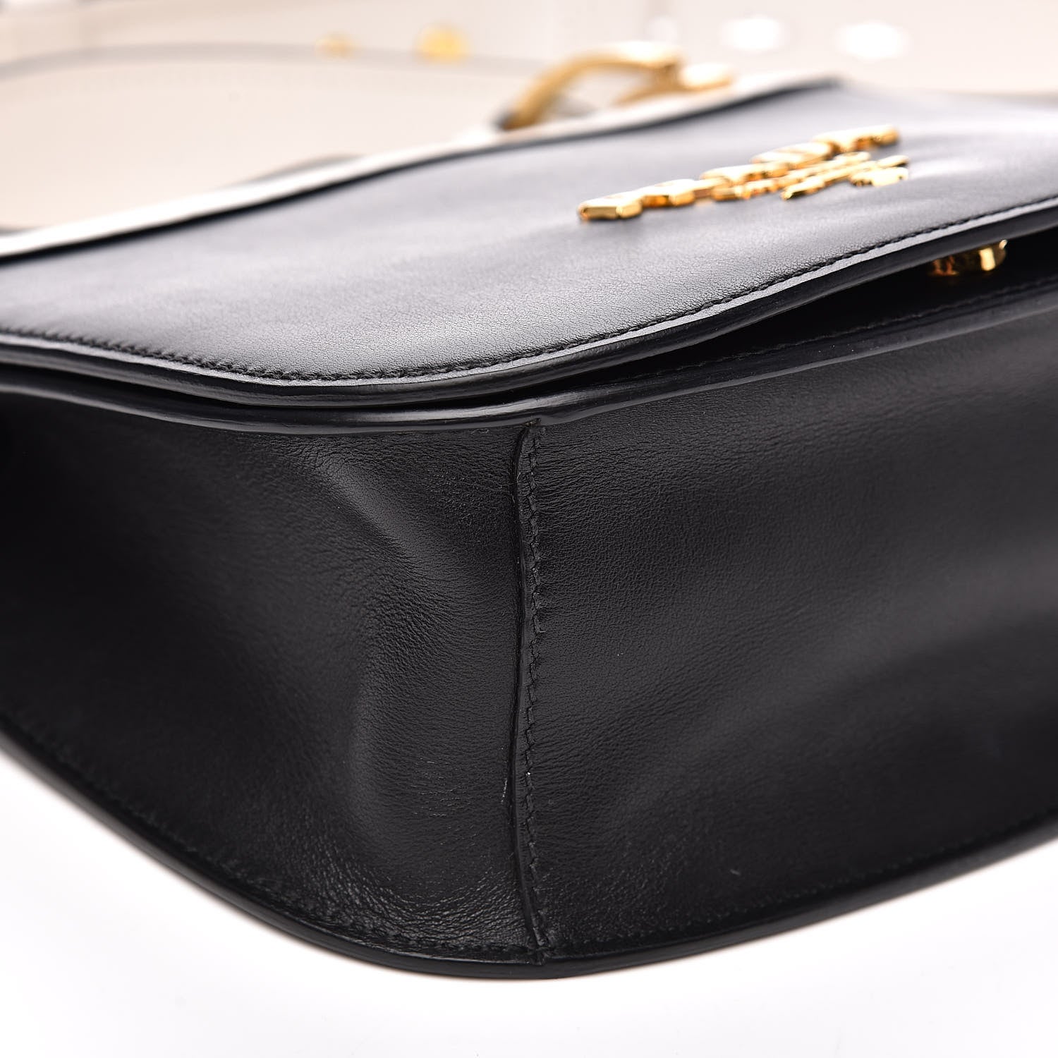 Prada City Calfskin Pionniere Saddle Bag Black White 7 of 15