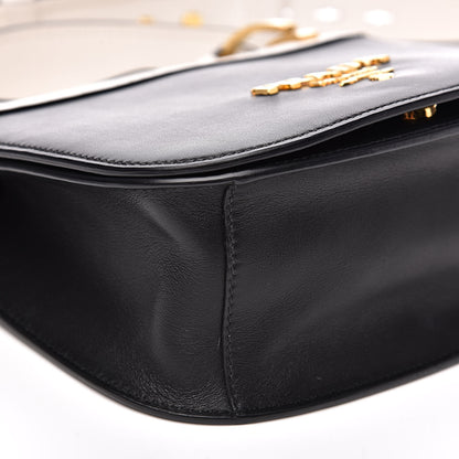 Prada City Calfskin Pionniere Saddle Bag Black White 7 of 15