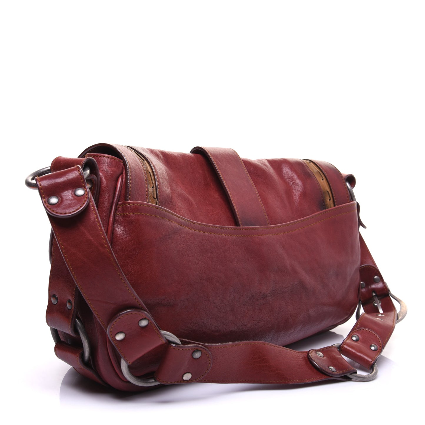 Calfskin Medium Gaucho Double Saddle Red