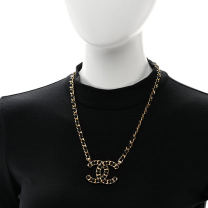Chanel Metal Lambskin CC Buckle Up Necklace Black Gold 2 of 5