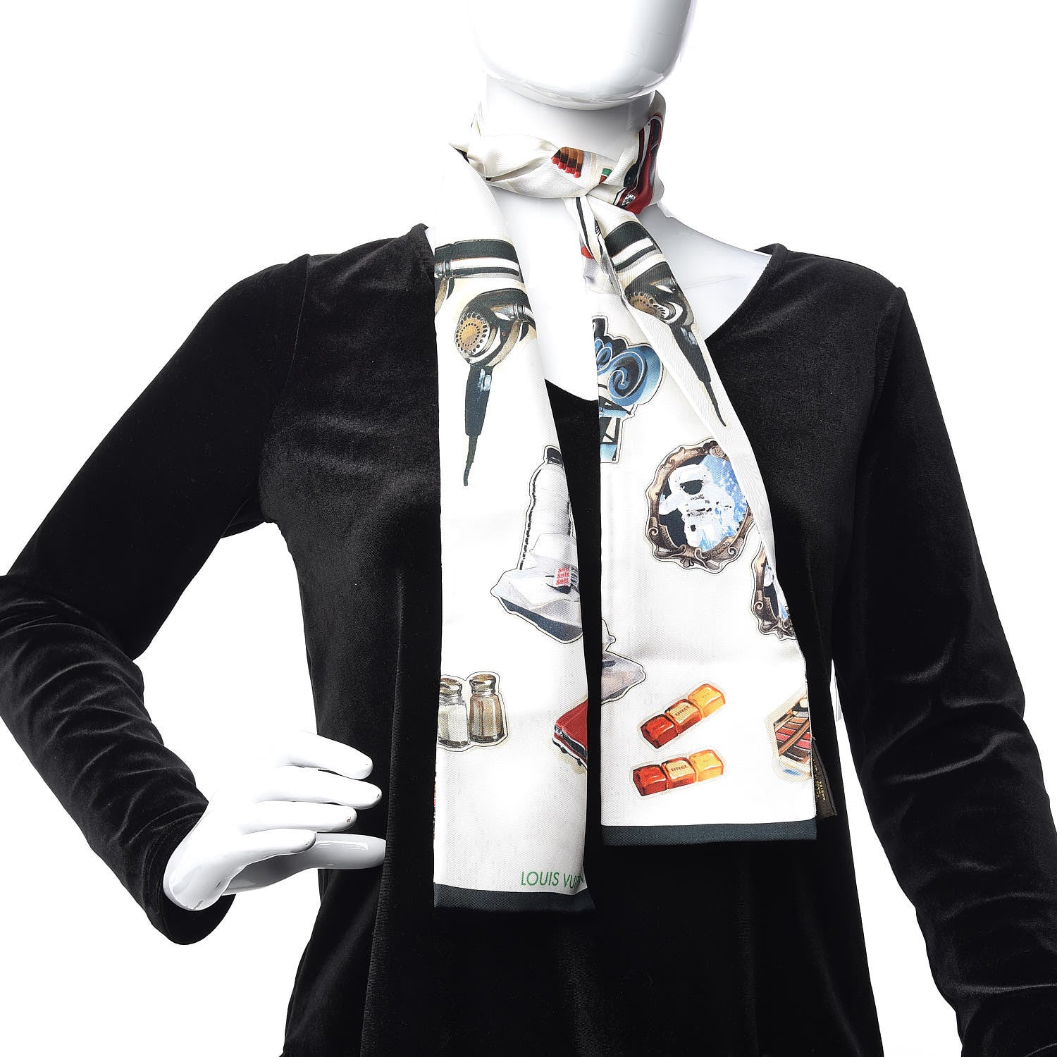 Louis Vuitton Silk Vernis Stickers Animation Stole White 2 of 4