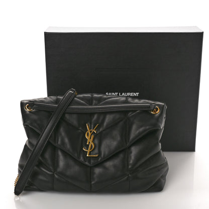 Saint Laurent Lambskin Quilted Medium Loulou Puffer Monogram Chain Satchel Black 12 of 12