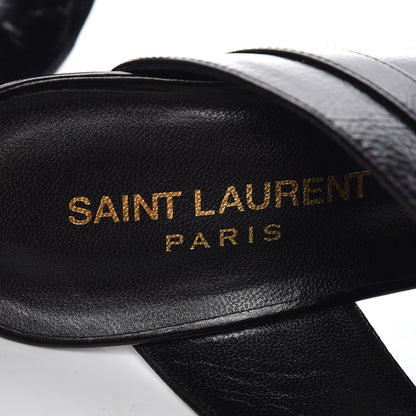 Saint Laurent Shiny Calfskin Multi-Studded Strap Fetish Ankle Sandals 36.5 Black 7 of 9