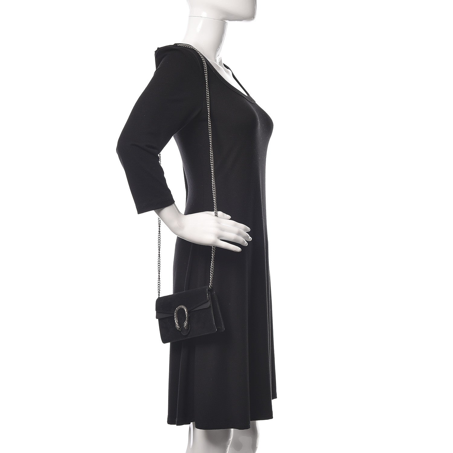 Gucci Suede Super Mini Dionysus Shoulder Bag Black 2 of 9